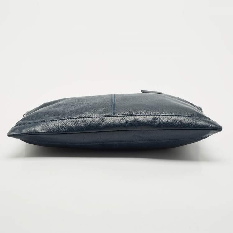 Pre Owned Balenciaga Navy Blue Leather Clip L Clutch