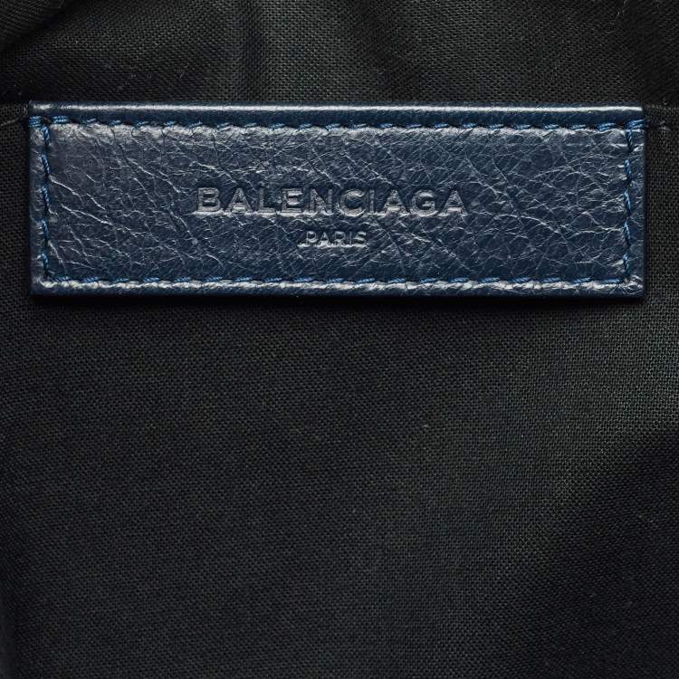 Pre Owned Balenciaga Navy Blue Leather Clip L Clutch