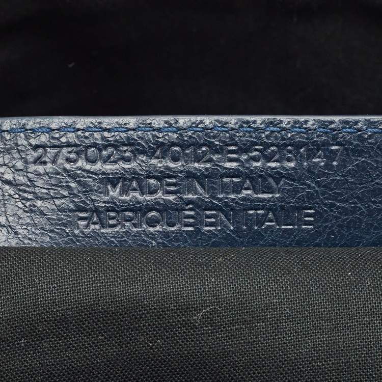 Pre Owned Balenciaga Navy Blue Leather Clip L Clutch