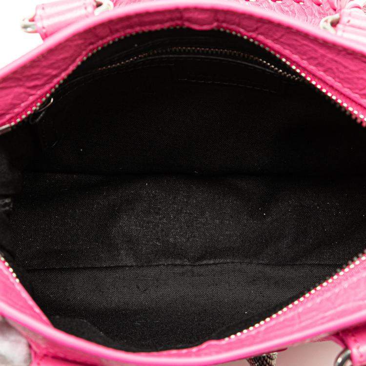 Pre Owned Balenciaga Pink Small Lambskin Motocross Neo Cagole Satchel