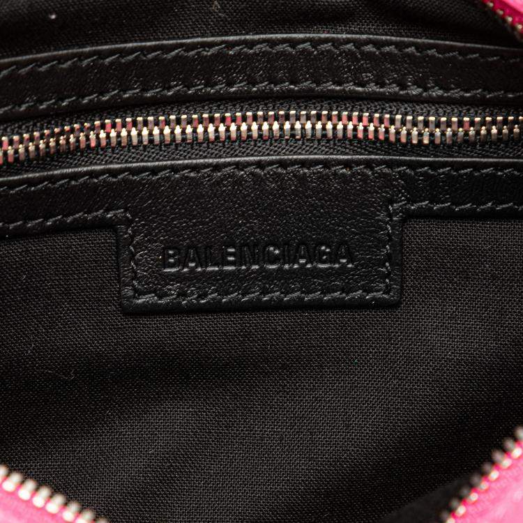 Pre Owned Balenciaga Pink Small Lambskin Motocross Neo Cagole Satchel