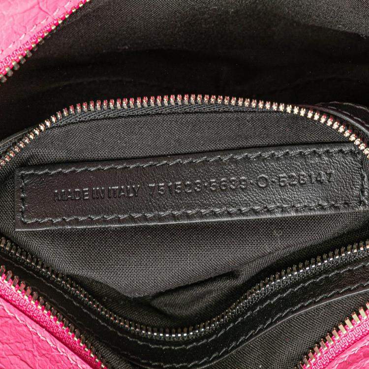 Pre Owned Balenciaga Pink Small Lambskin Motocross Neo Cagole Satchel