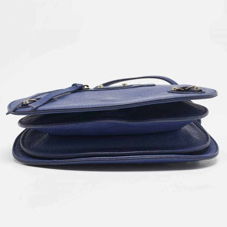 Pre Owned Balenciaga Dark Blue Leather Classic Crossbody Bag