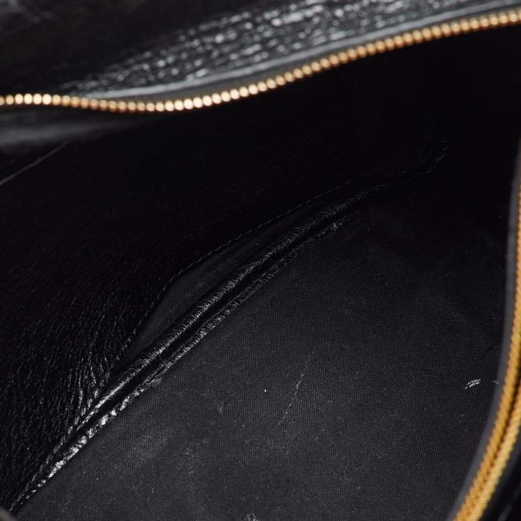 Pre Owned Balenciaga Black Crackle Leather Small Blanket Square Bag