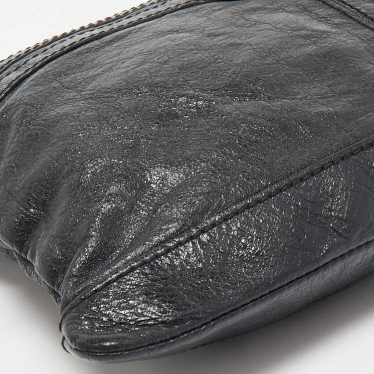 Pre Owned Balenciaga Black Leather Arena Classic Clip M Clutch