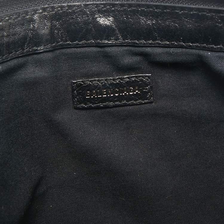 Pre Owned Balenciaga Black Leather Arena Classic Clip M Clutch