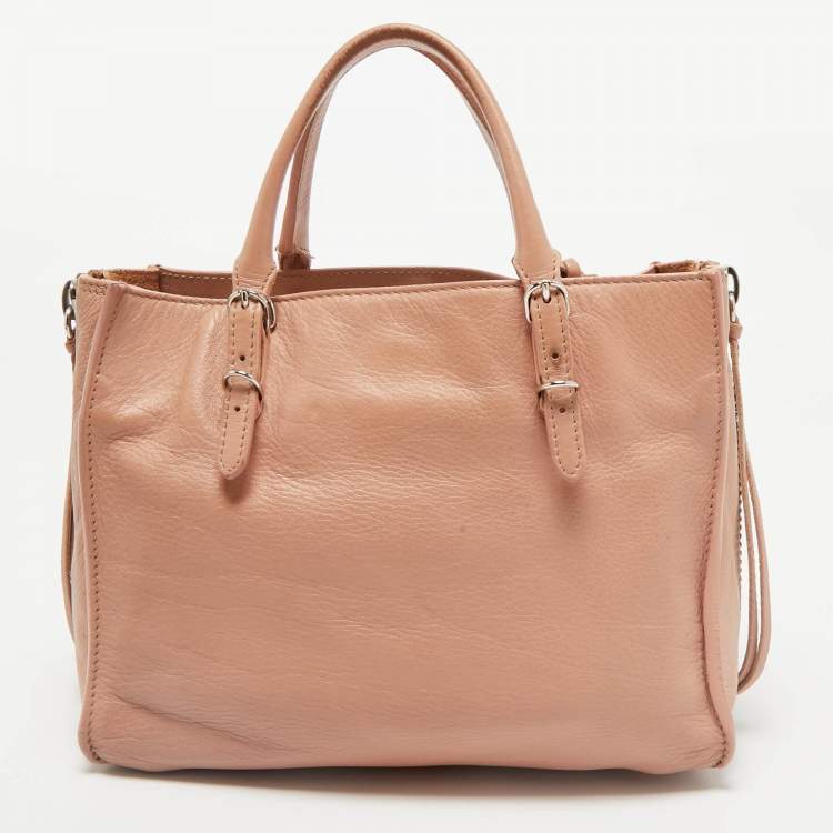Pre Owned Balenciaga Old Rose Leather Mini Papier A4 Tote