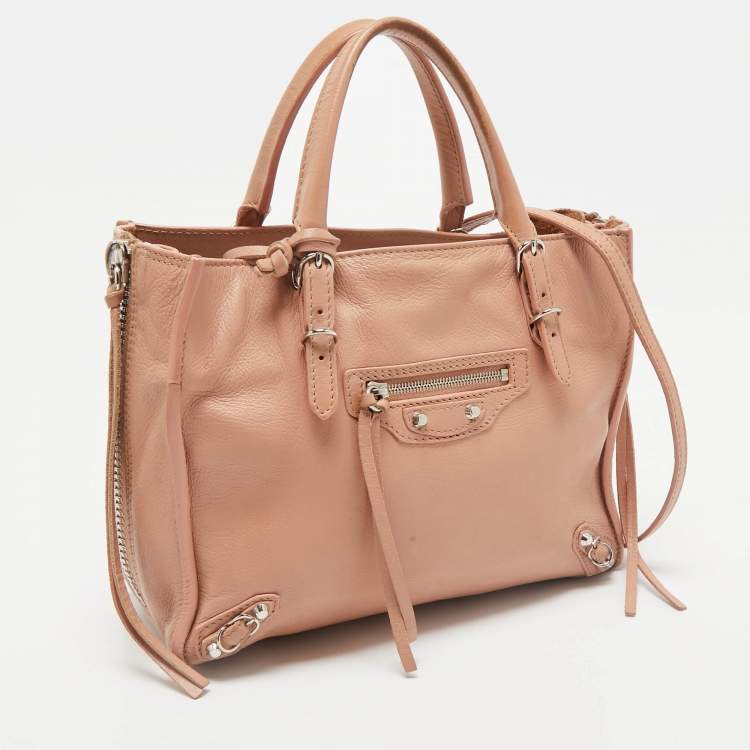 Pre Owned Balenciaga Old Rose Leather Mini Papier A4 Tote