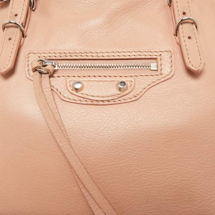 Pre Owned Balenciaga Old Rose Leather Mini Papier A4 Tote