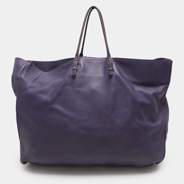 Pre Owned Balenciaga Purple Leather Papier A3 Tote