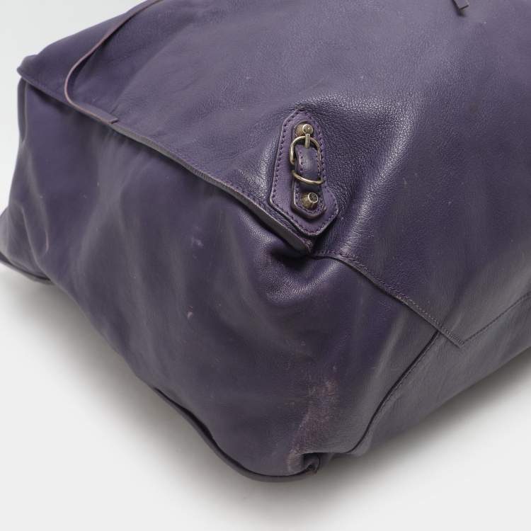 Pre Owned Balenciaga Purple Leather Papier A3 Tote