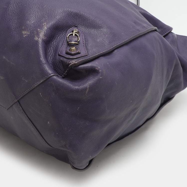 Pre Owned Balenciaga Purple Leather Papier A3 Tote