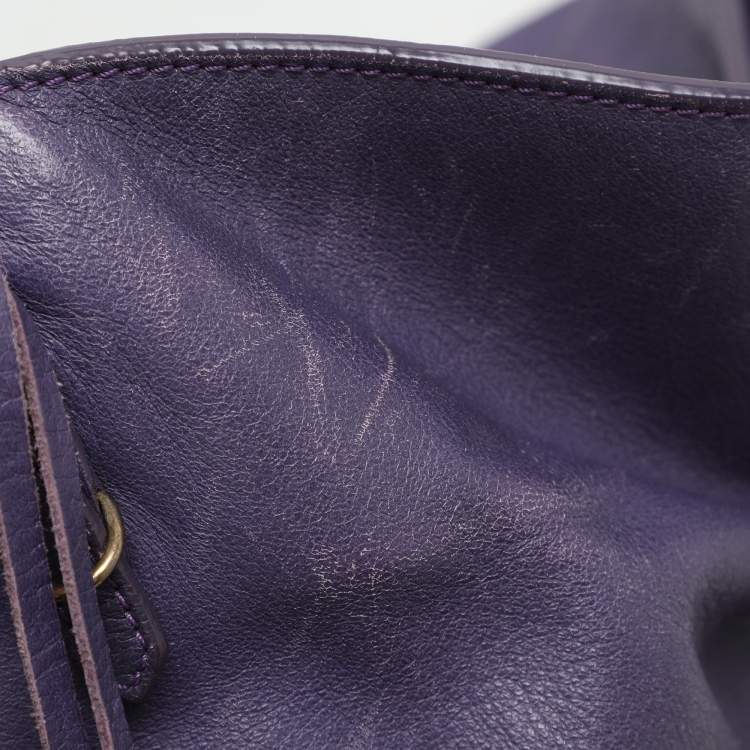 Pre Owned Balenciaga Purple Leather Papier A3 Tote