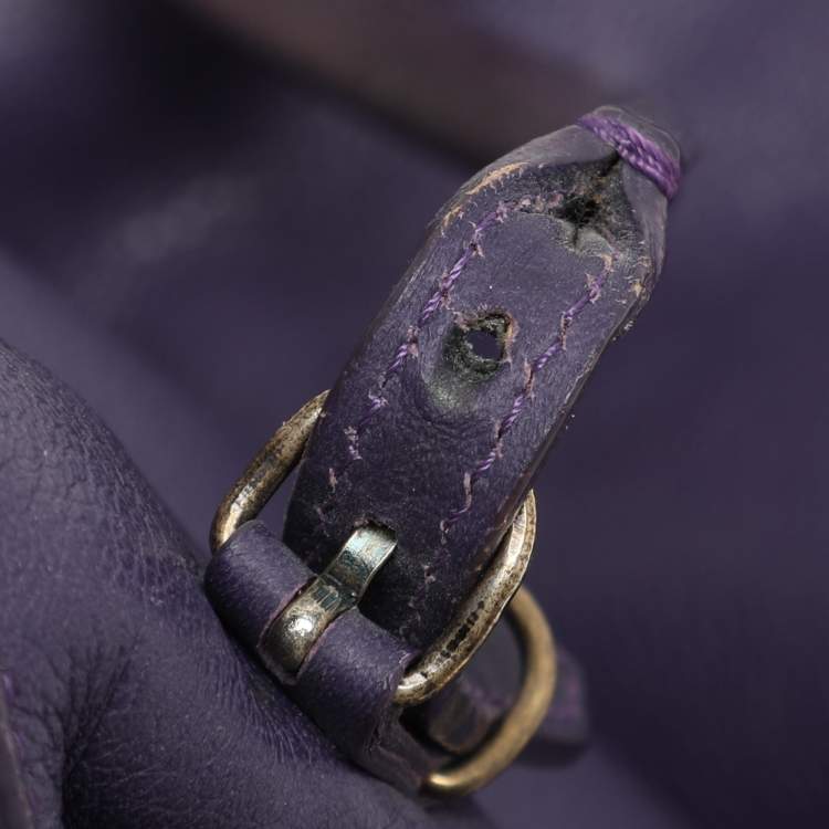 Pre Owned Balenciaga Purple Leather Papier A3 Tote