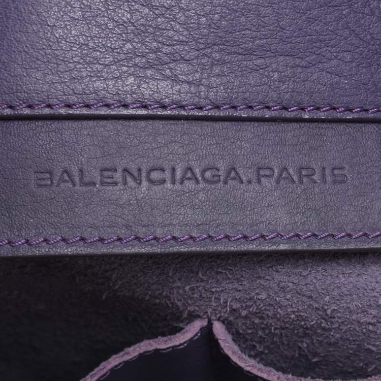 Pre Owned Balenciaga Purple Leather Papier A3 Tote
