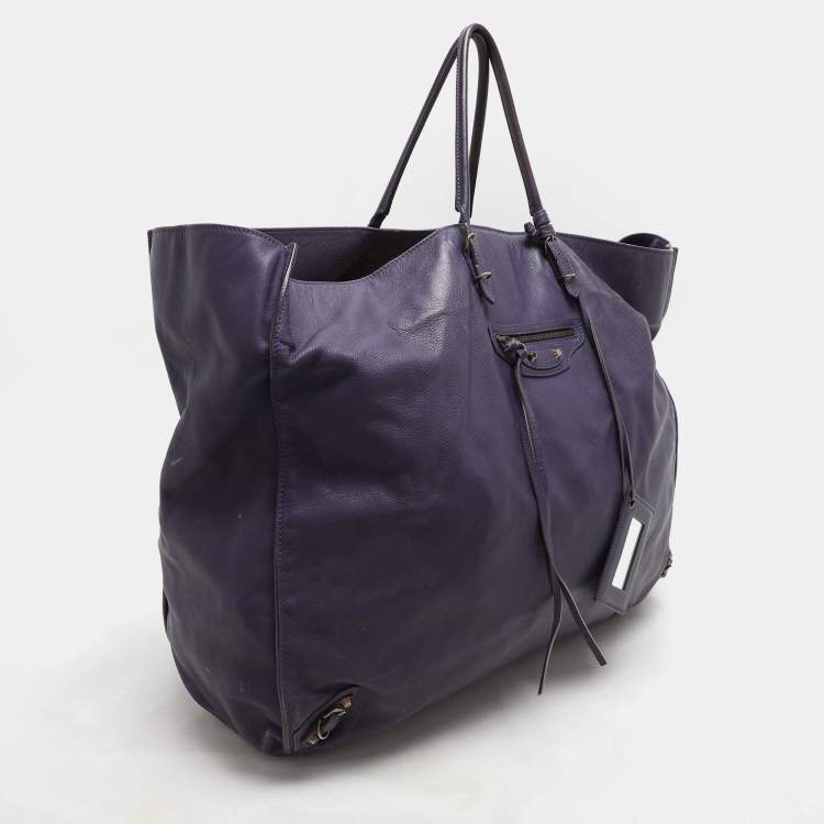 Pre Owned Balenciaga Purple Leather Papier A3 Tote