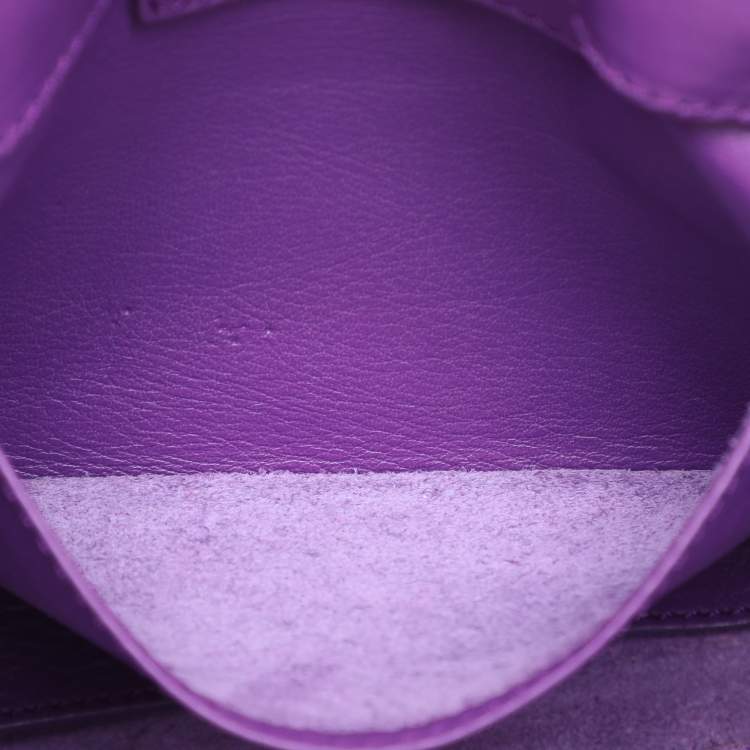 Pre Owned Balenciaga Purple Leather Mini Papier A4 Tote