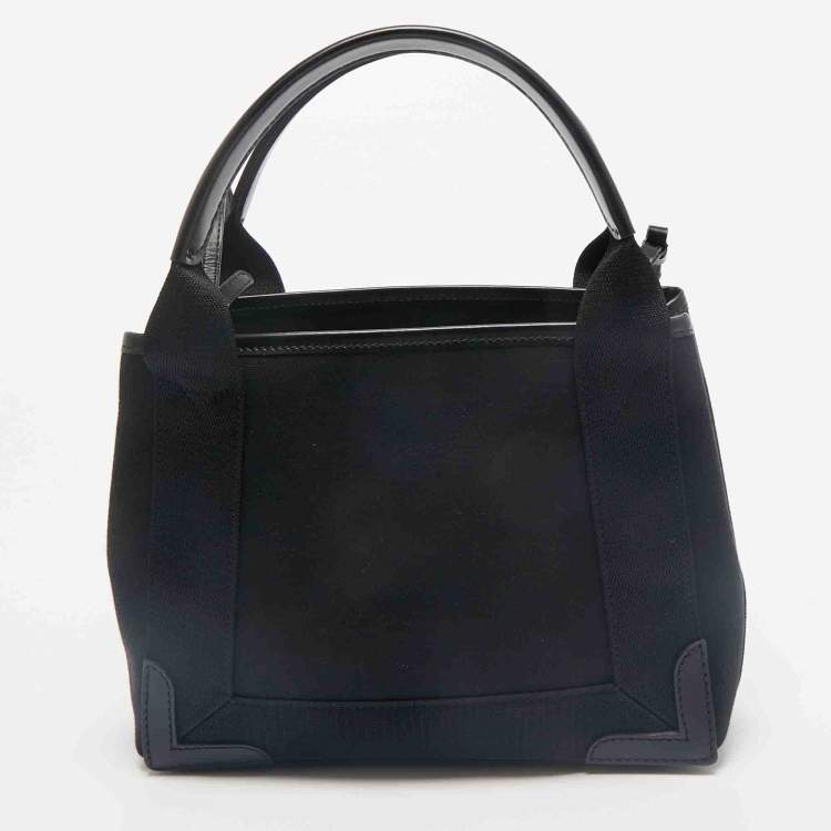 Pre Owned Balenciaga Black/White Canvas and Leather XS Cabas Tote