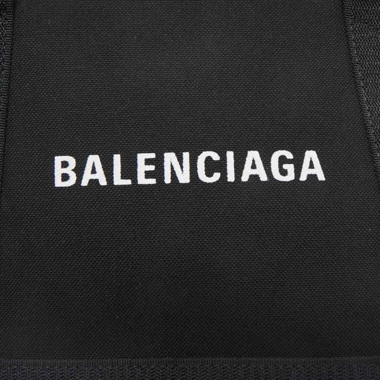 Pre Owned Balenciaga Black/White Canvas and Leather XS Cabas Tote