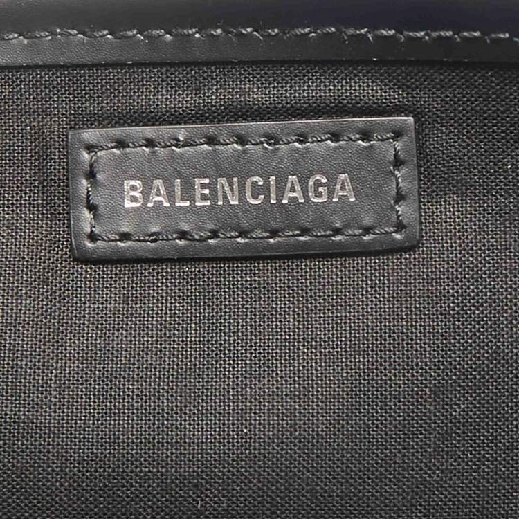 Pre Owned Balenciaga Black/White Canvas and Leather XS Cabas Tote