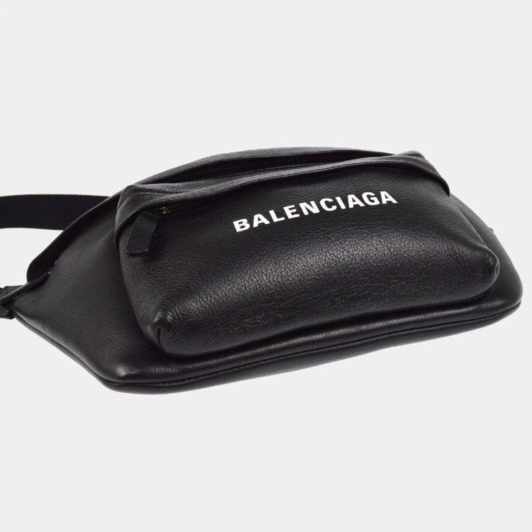 Pre Owned Balenciaga Black Leather Everyday Body Bum Bag