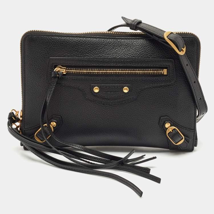 Pre Owned Balenciaga Black Leather Neo Classic Pouch Crossbody Bag