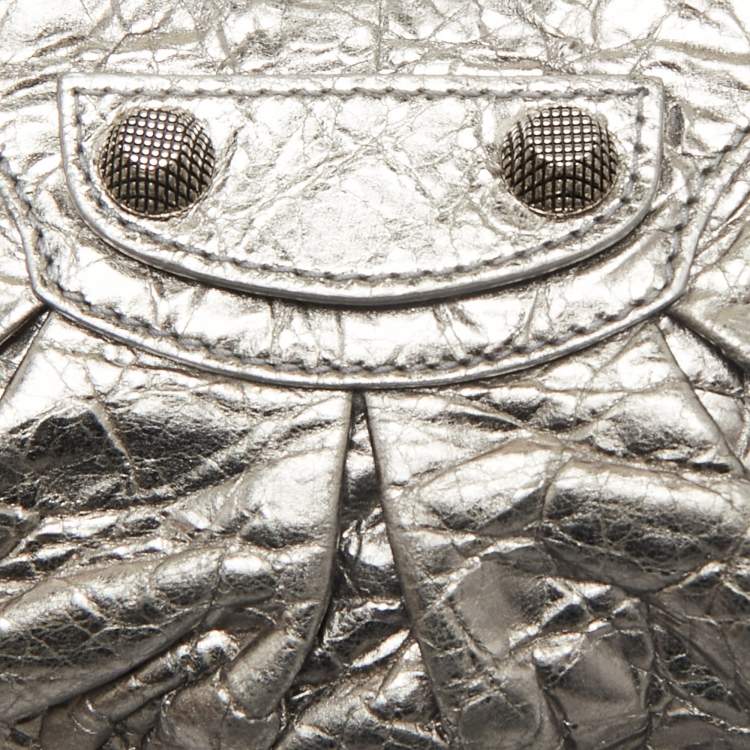 Pre Owned Balenciaga Metallic Grey Leather XS Le Cagole Shoulder Bag