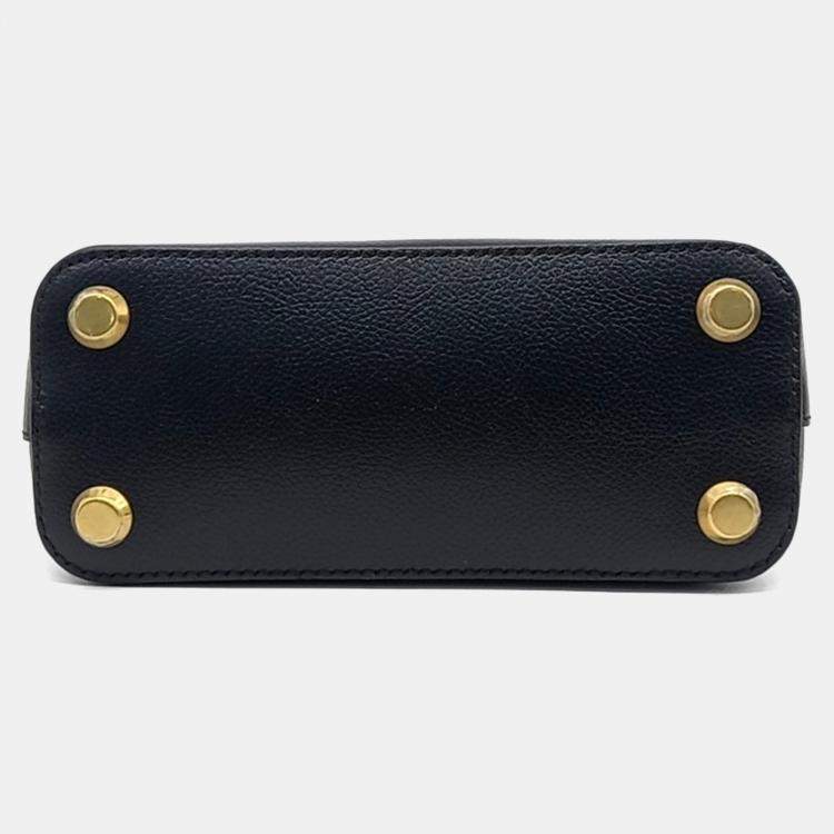 Pre Owned Balenciaga Black Leather Bill Top Handle Bag XXS
