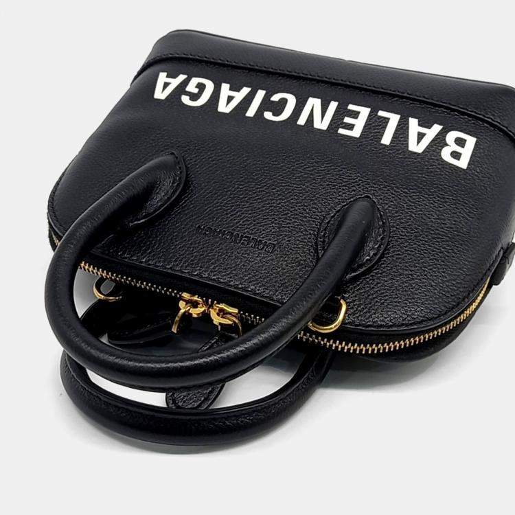 Pre Owned Balenciaga Black Leather Bill Top Handle Bag XXS