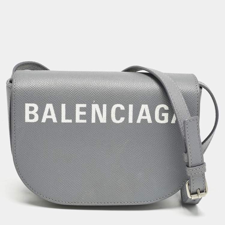 Pre Owned Balenciaga Grey Leather XS Ville Day Crossbody Bag
