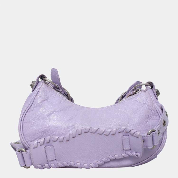 Pre Owned  Balenciaga Purple Lambskin Leather Agneau Arena Le Cagole Shoulder Bag