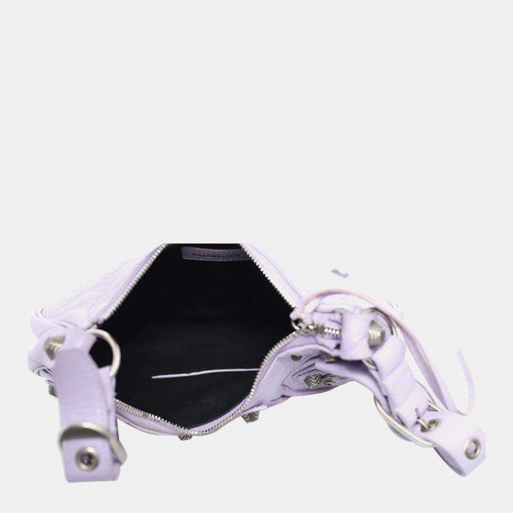 Pre Owned  Balenciaga Purple Lambskin Leather Agneau Arena Le Cagole Shoulder Bag