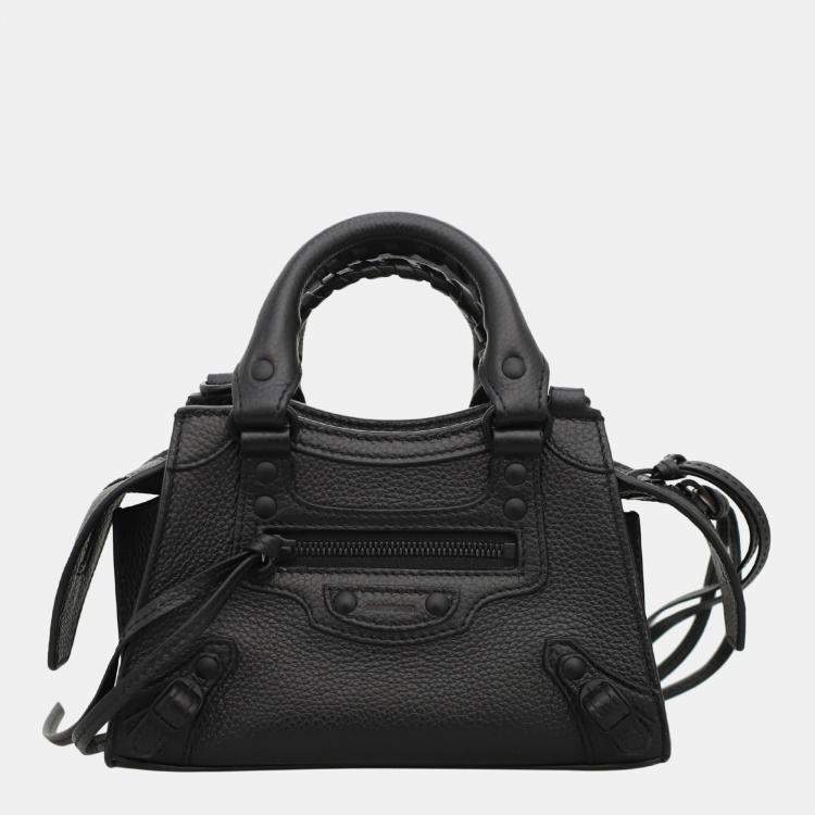 Pre Owned Balenciaga Black Calfskin Leather Classic Neo Nano City Bag