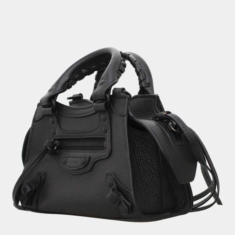 Pre Owned Balenciaga Black Calfskin Leather Classic Neo Nano City Bag