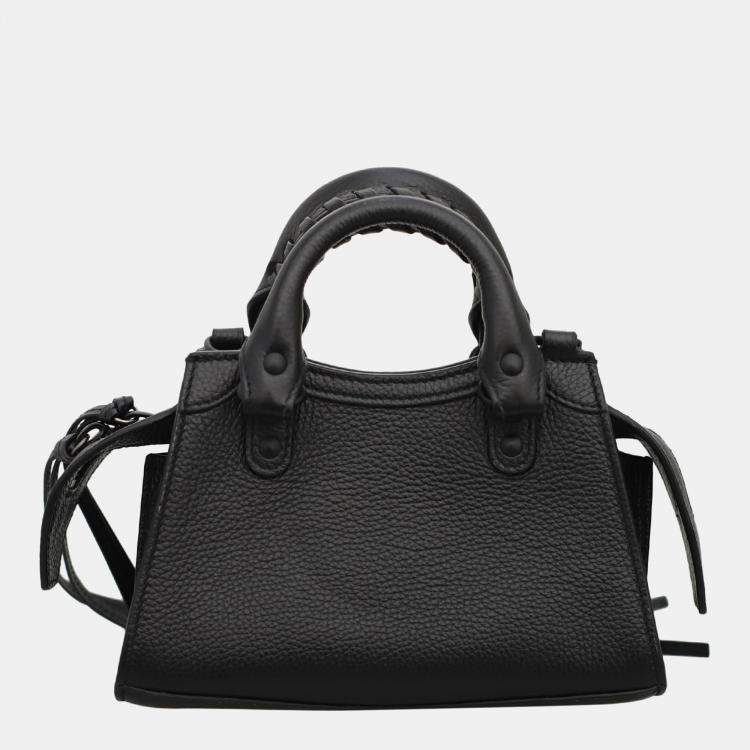 Pre Owned Balenciaga Black Calfskin Leather Classic Neo Nano City Bag
