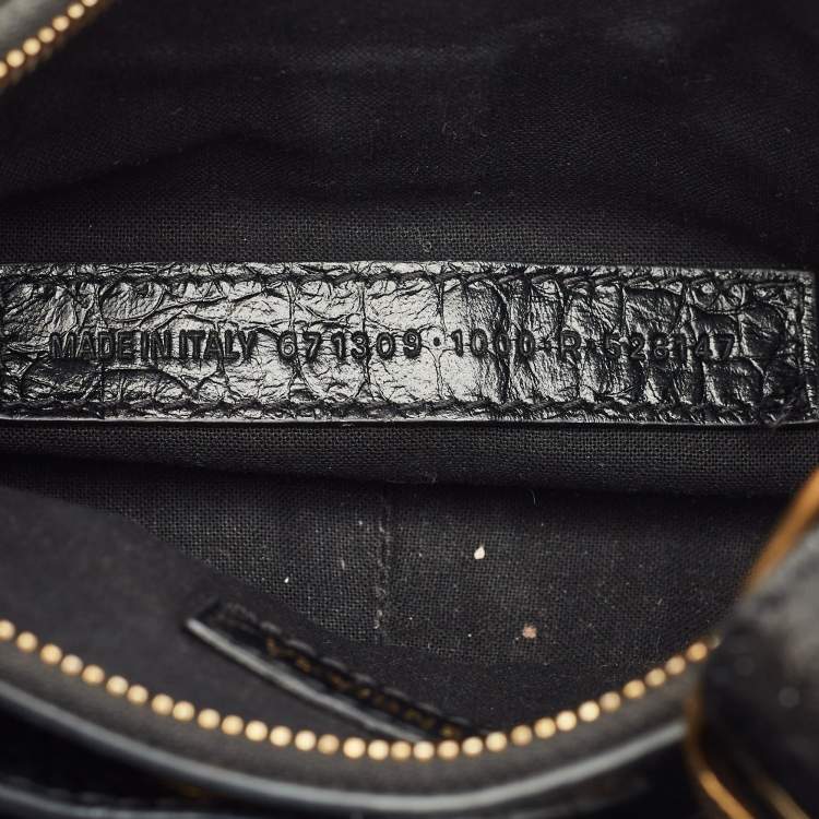 Pre Owned Balenciaga Black Croc Embossed Leather XS Le Cagole Shoulder Bag