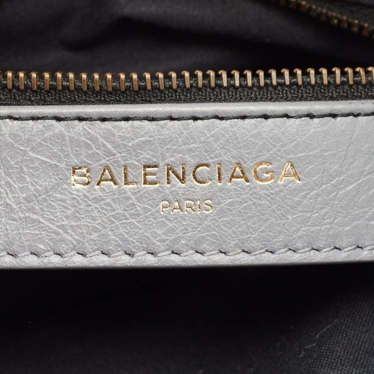 Pre Owned Balenciaga Gris Pyrite Graffiti Leather Mini RH Classic City Bag
