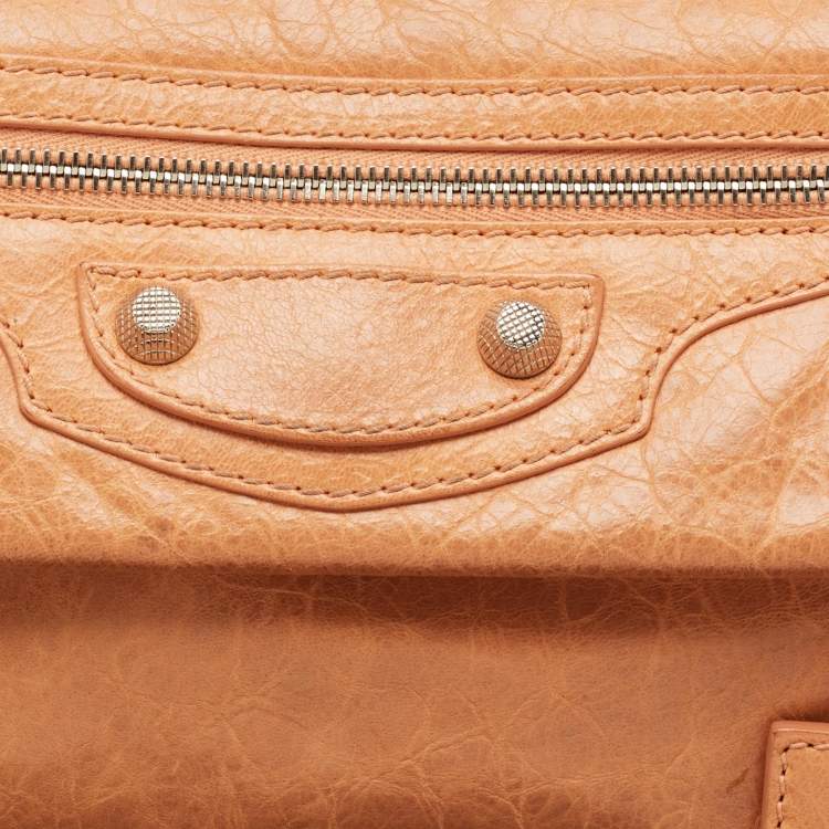 Pre Owned Balenciaga Peach Leather SH Classic Envelope Clutch