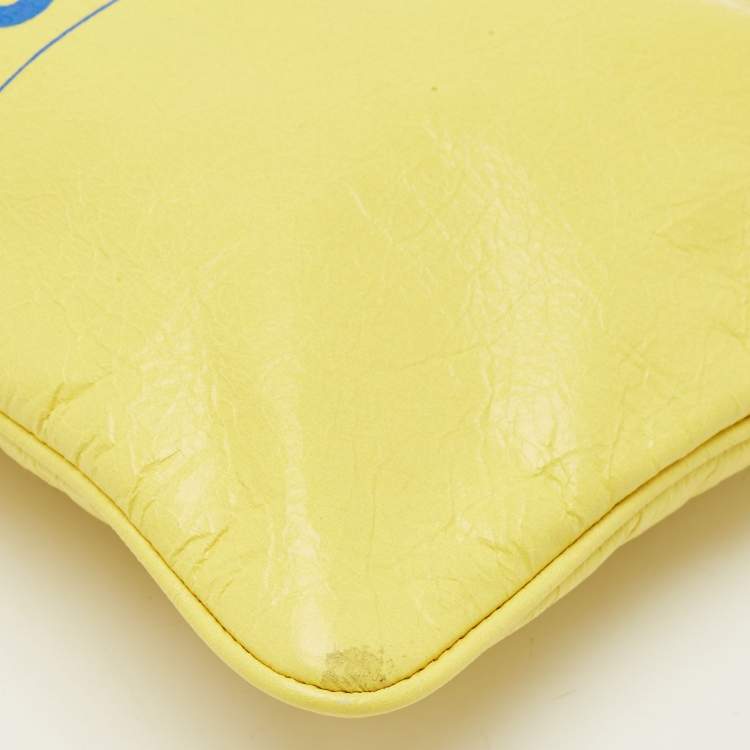 Pre Owned Balenciaga Yellow Leather The Power Of Dreams Pouch