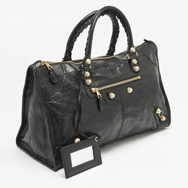 Pre Owned Balenciaga Black Leather GGH Work Tote