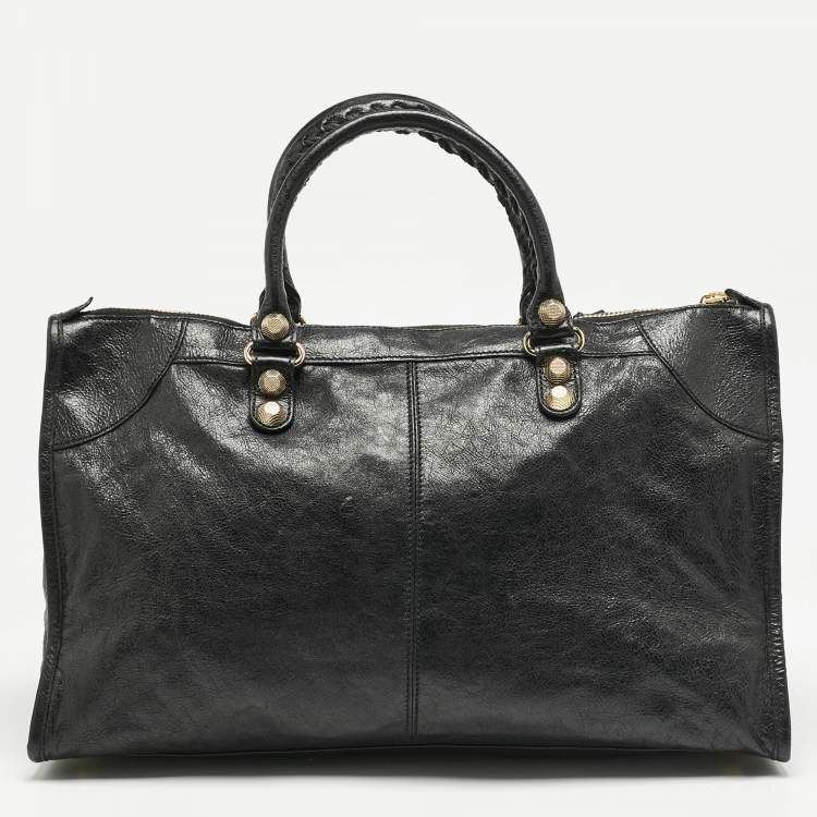 Pre Owned Balenciaga Black Leather GGH Work Tote