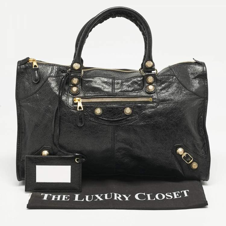 Pre Owned Balenciaga Black Leather GGH Work Tote