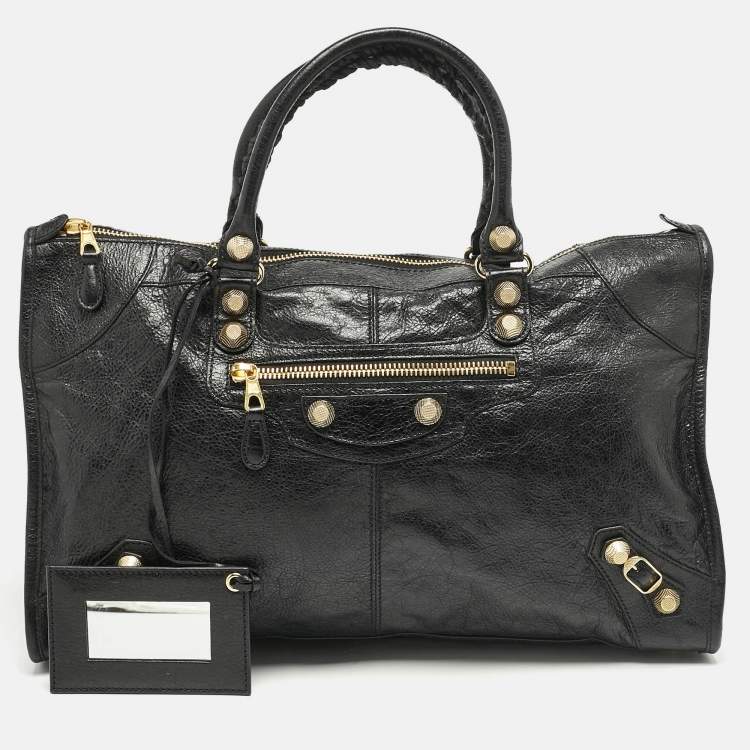 Pre Owned Balenciaga Black Leather GGH Work Tote