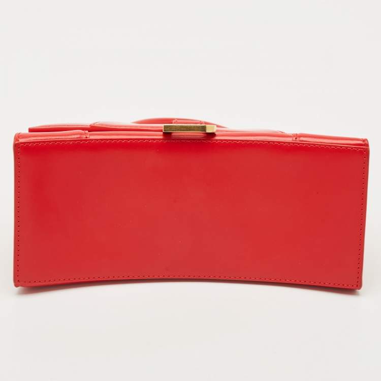 Pre Owned Balenciaga Red Leather Small Hourglass Top Handle Bag