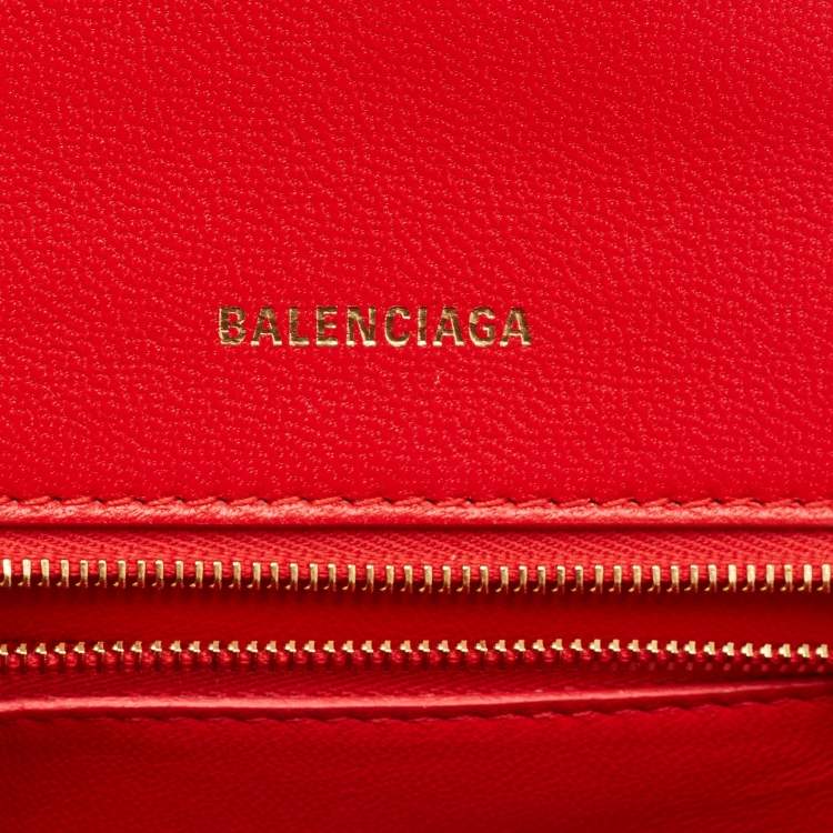 Pre Owned Balenciaga Red Leather Small Hourglass Top Handle Bag