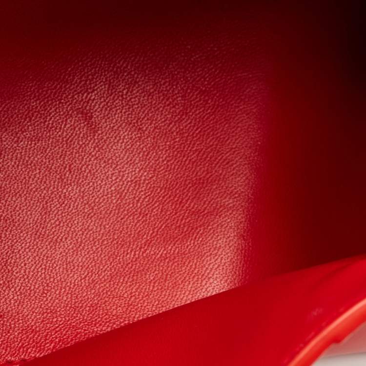 Pre Owned Balenciaga Red Leather Small Hourglass Top Handle Bag