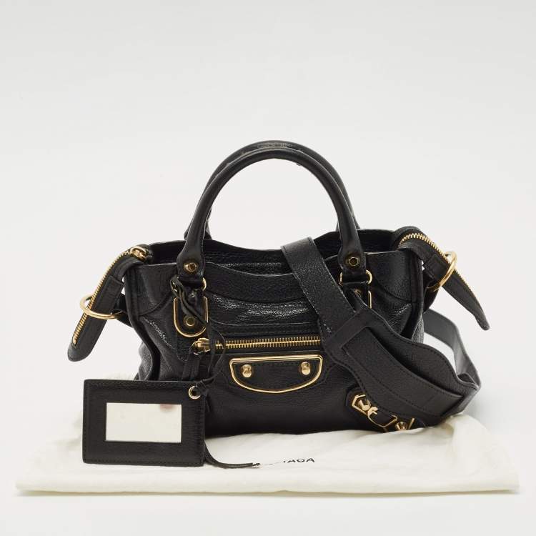 Pre Owned Balenciaga Black Leather Mini Metallic Edge Classic City Bag