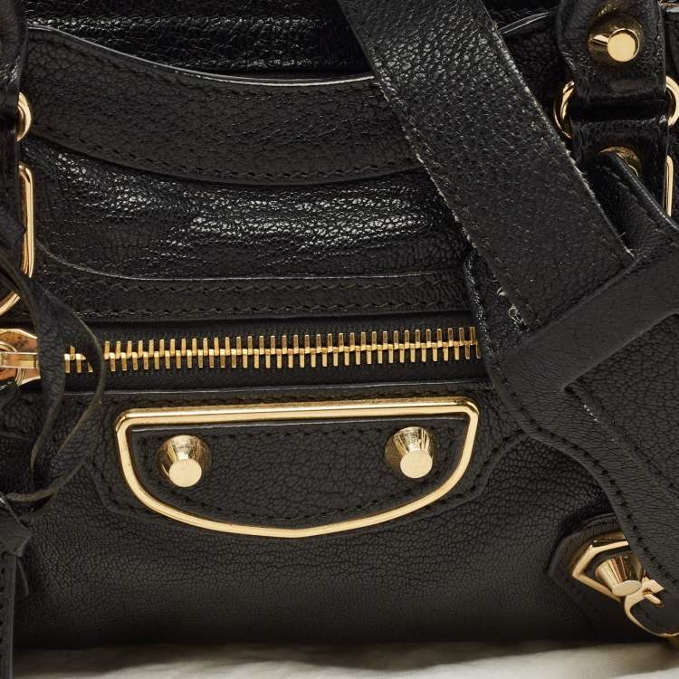Pre Owned Balenciaga Black Leather Mini Metallic Edge Classic City Bag