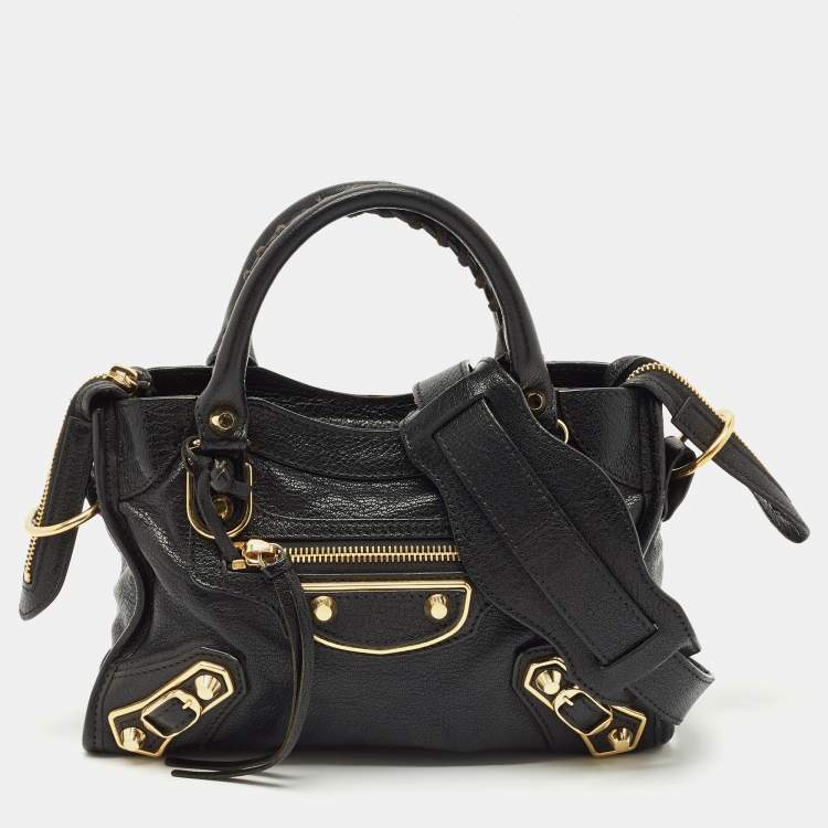 Pre Owned Balenciaga Black Leather Mini Metallic Edge Classic City Bag