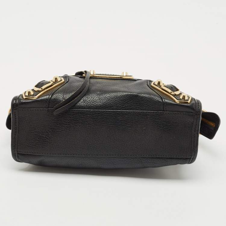 Pre Owned Balenciaga Black Leather Mini Metallic Edge Classic City Bag